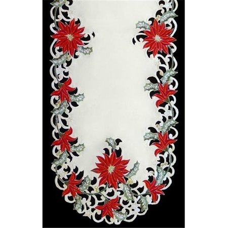 SINOBRITE Sinobrite H7795 Red Poinsettia Oval Runner; 16 x 72 in. H7795(16x72)